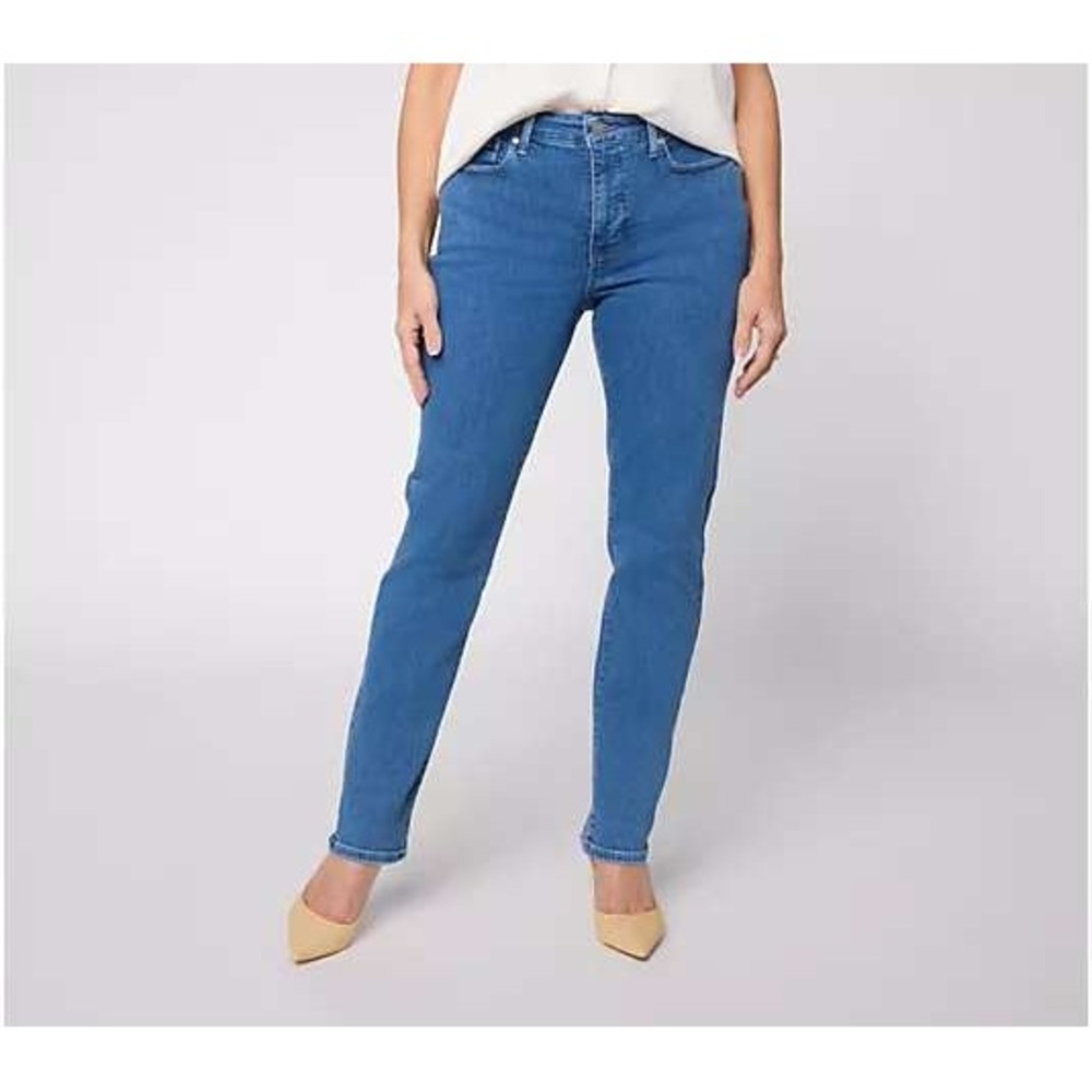 NYDJ Sheri Slim Straight High Rise Jeans Venice Blue Size 10 New With Tags